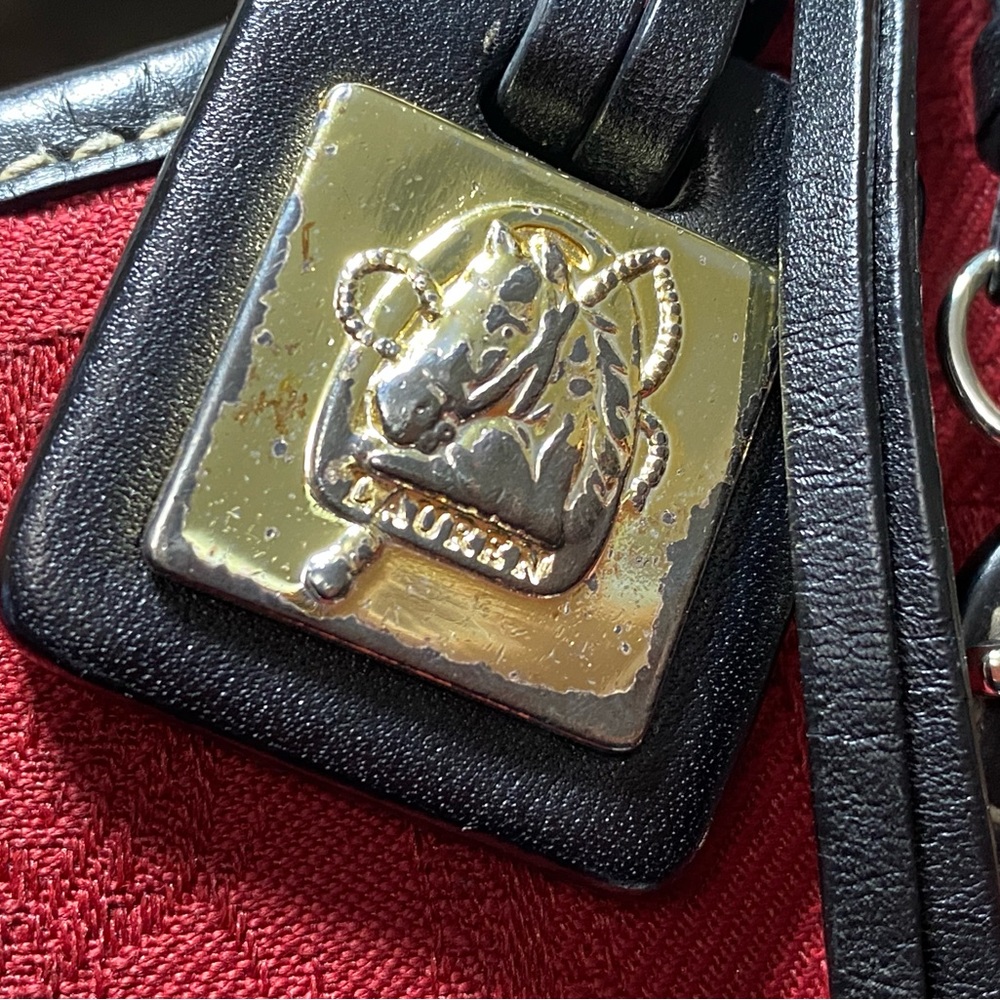 Ralph Lauren RED EQUESTRIAN Signature Canvas LOGO Shoulder Bag‎ HORSEBIT Horse - Picture 9 of 12